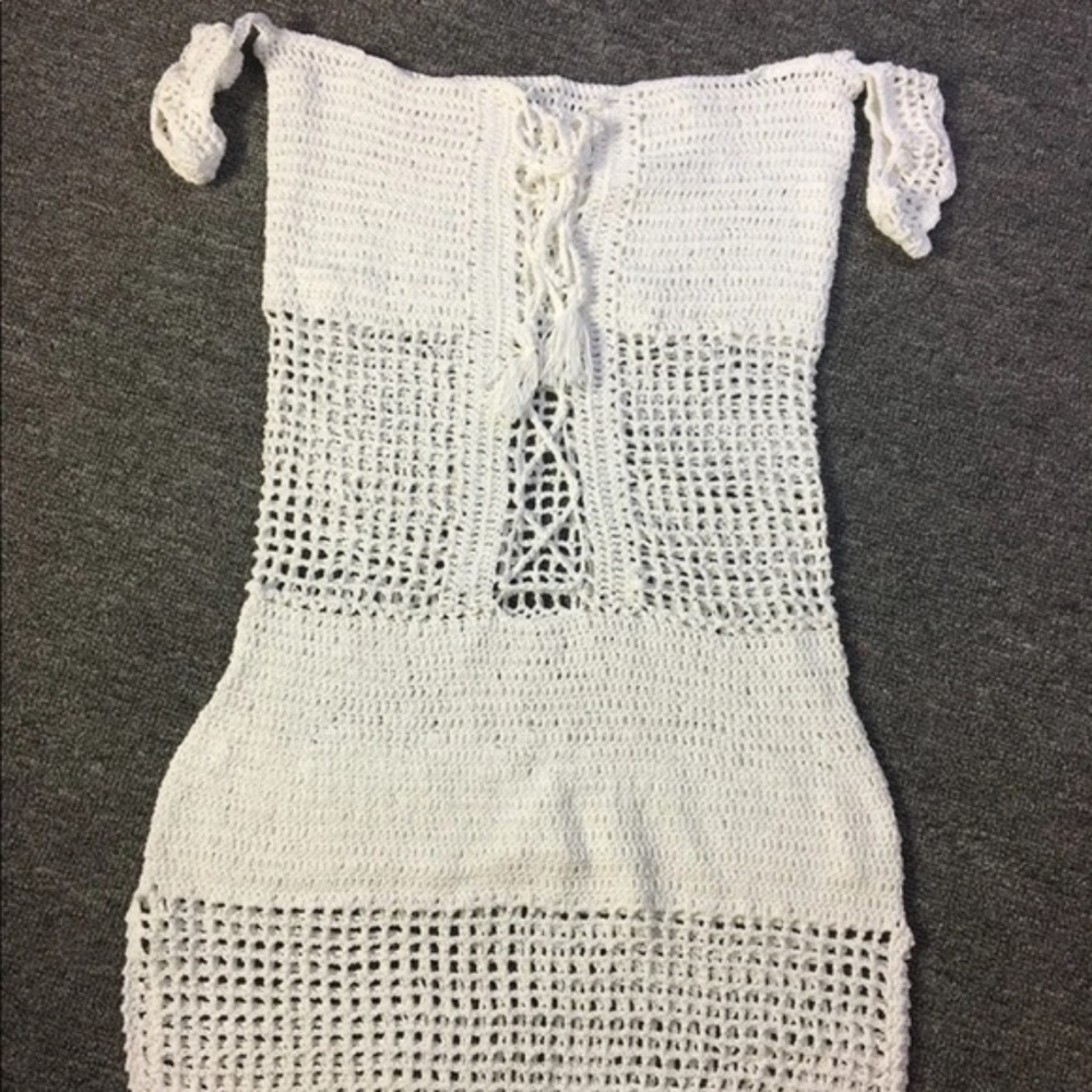 Sexy Sheer Crotchet Lace Up Beach Bikini Coverup - Picture 4 of 7